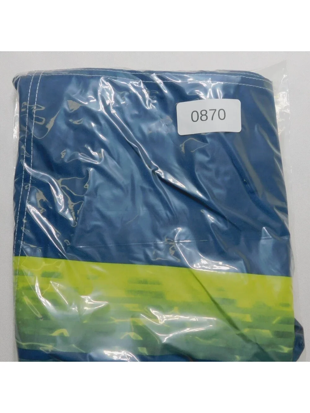Quad Seven Boys Swim Trunks Size 12 14 Blue Lime Green Striped Bathing Suit Mes